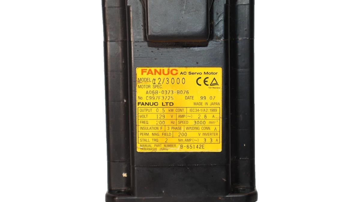Used FANUC A2/3000 A06B-0373-B076 Servo Motor w/ Encoder A860-0360-T011 3ph .5kw