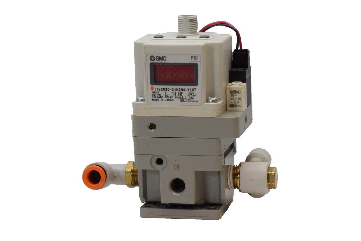 Used SMC ITV2030-31N2N4-X107 0-10Vdc / 0.7-70psi 24V Electro Pneumatic Regulator
