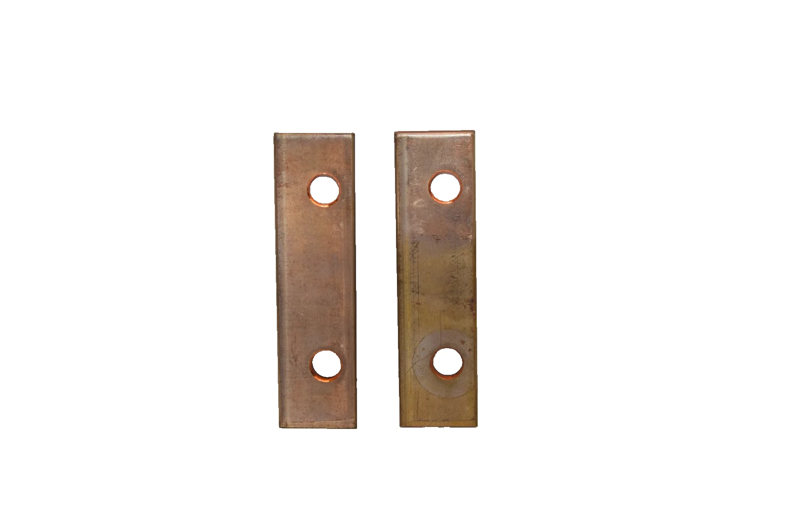 Used (Lot of 2) 5-5/8"x1-1/2"x1/4" Flat Solid Copper Buss Bar for Breaker/ Contactor