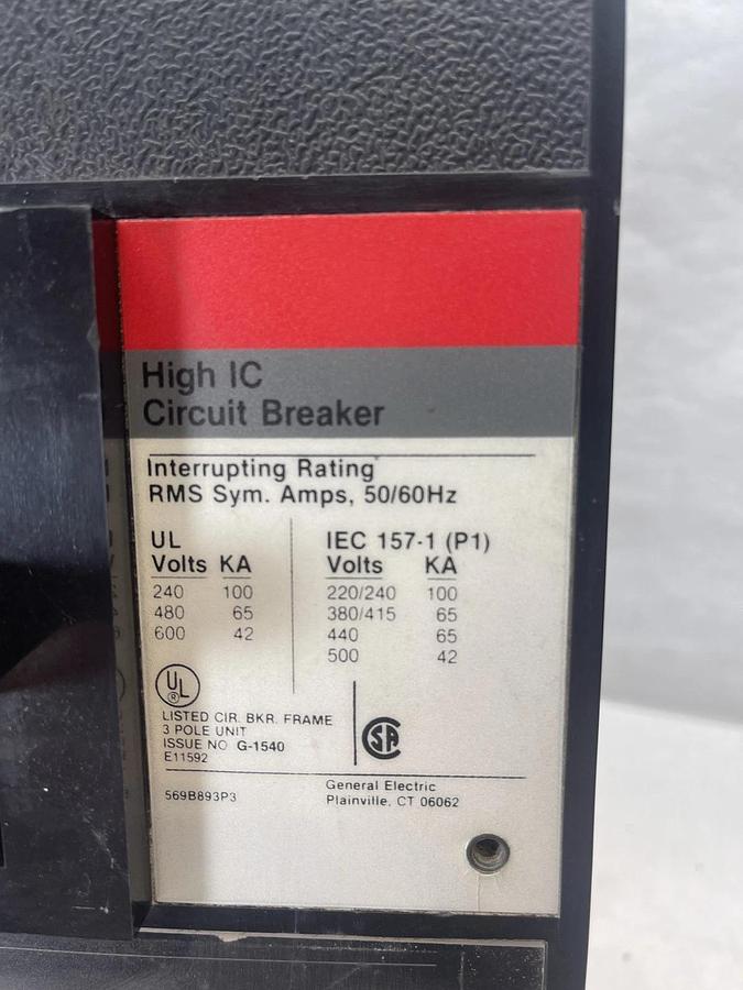 Used GE TKL4V4610 Hi IC Circuit Breaker 1000 Amp 600VAC 3Pole, Micro Versa Trip T4VT