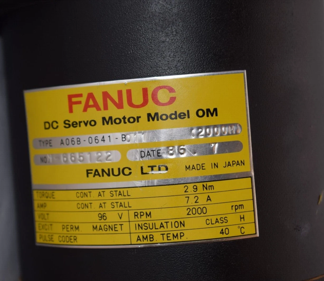 Used Fanuc DC Servo Motor OM A06B-0641-B011 A06B0641B011 2000M 2000rpm