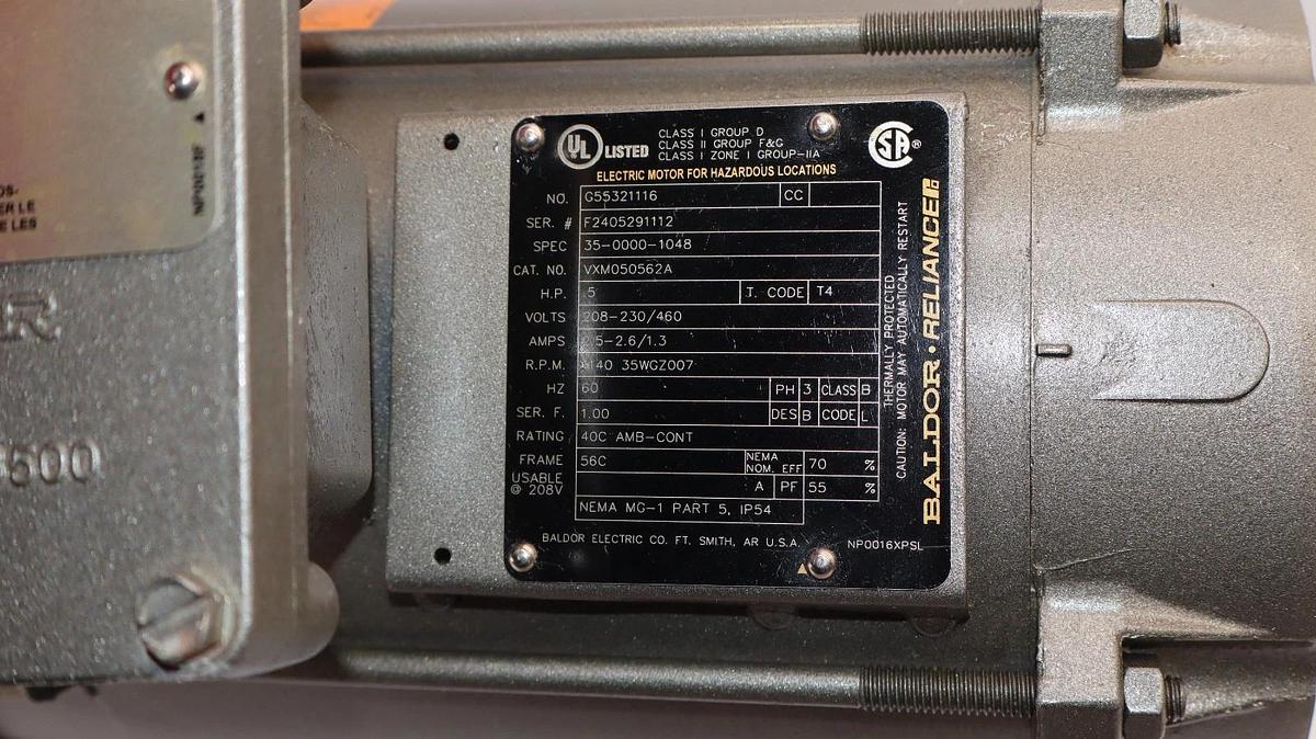 Baldor Explosion Proof Motor VXM050562A .5hp 1/2hp 208-230/460V NOS