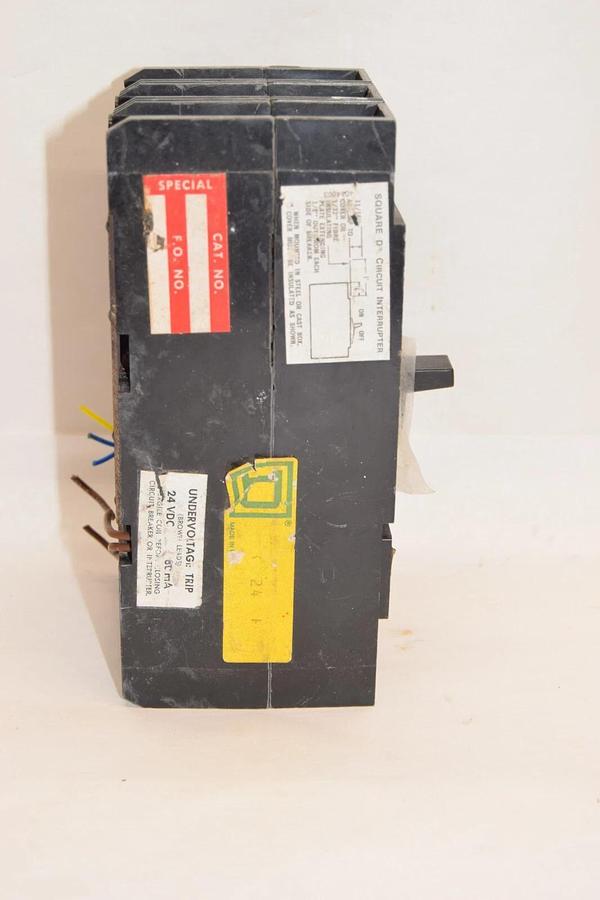 Used SQUARE D KAL36250 600V 250A 250 Amp Under Voltage Trip 24Vdc KAL Series Breaker