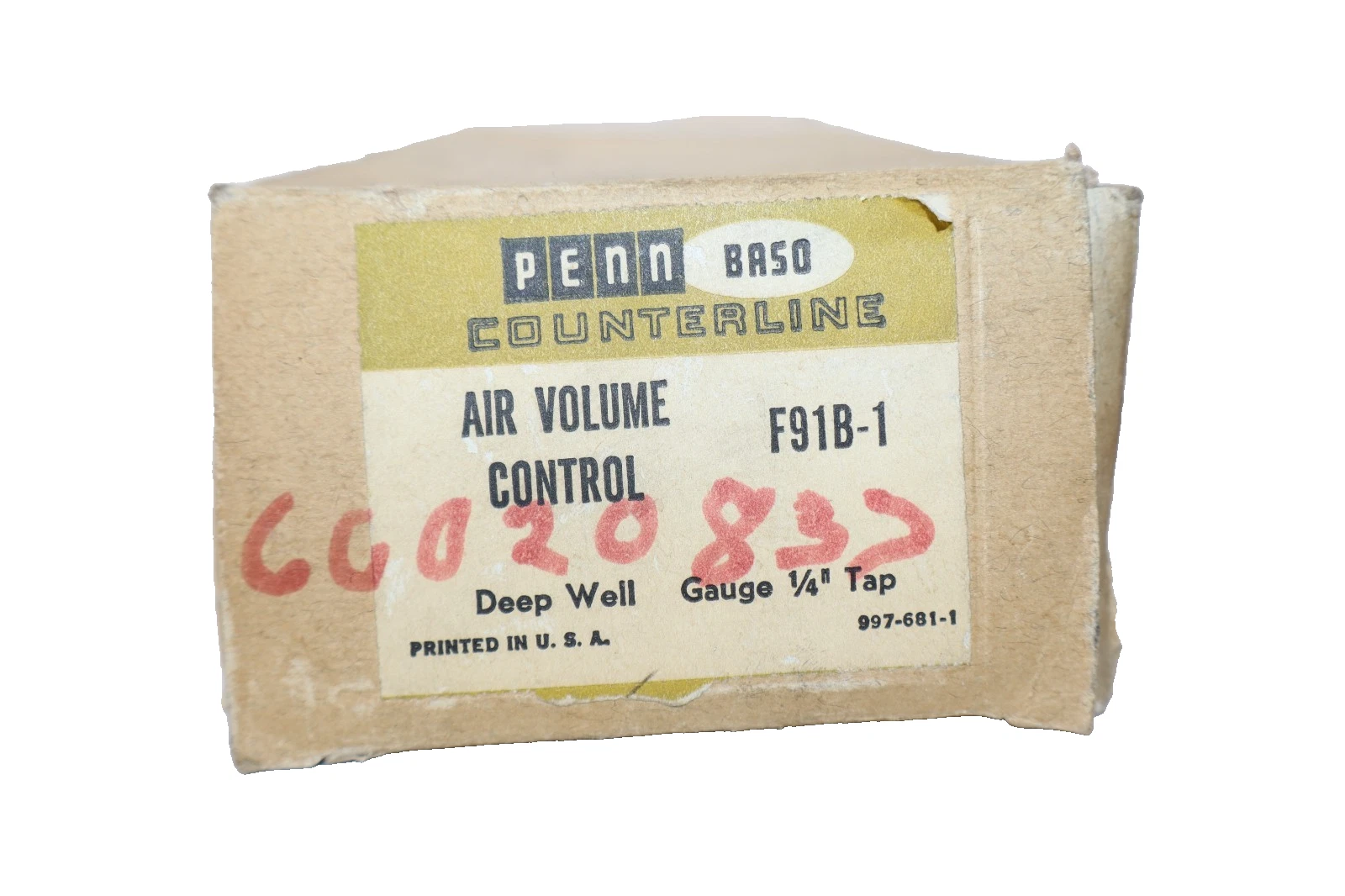 Penn Air Volume Control F91B-1 Deep Well Gauge 1/4" Tap (New)