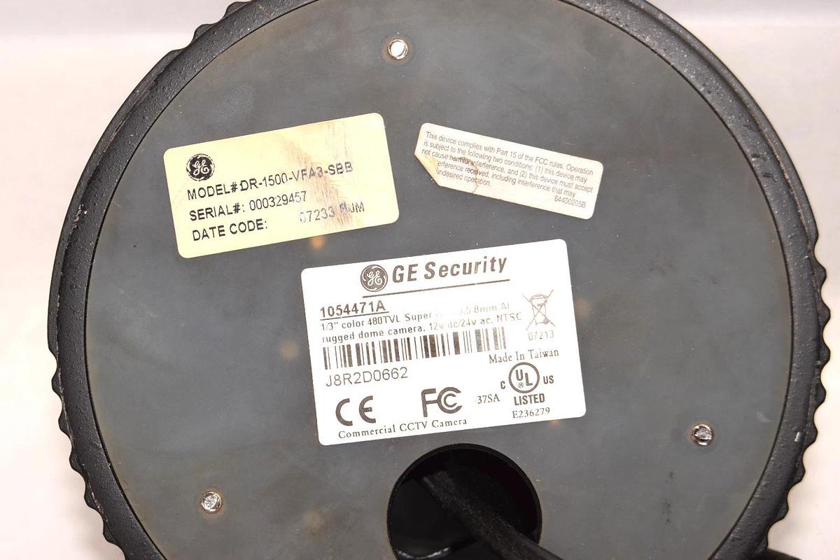 Used GE DR-1500-VFA9-SBB 1/3" Color 480TVL 12Vdc 24Vac 9-22mm Dome Security Camera