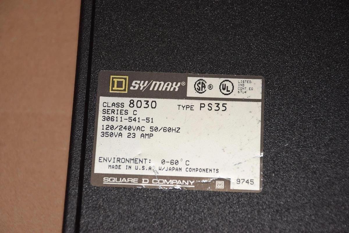 SQUARE D SY/MAX CLASS 8030 Type PS35 Power Supply 8030, PS 35, PS35 PS-35 Ser C