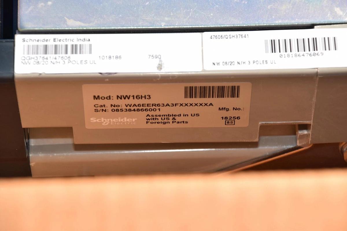 Square D Masterpact Breaker 1600A 1600 Amp NW16H3 WA6EER63A3FXXXXXXA (NEW)