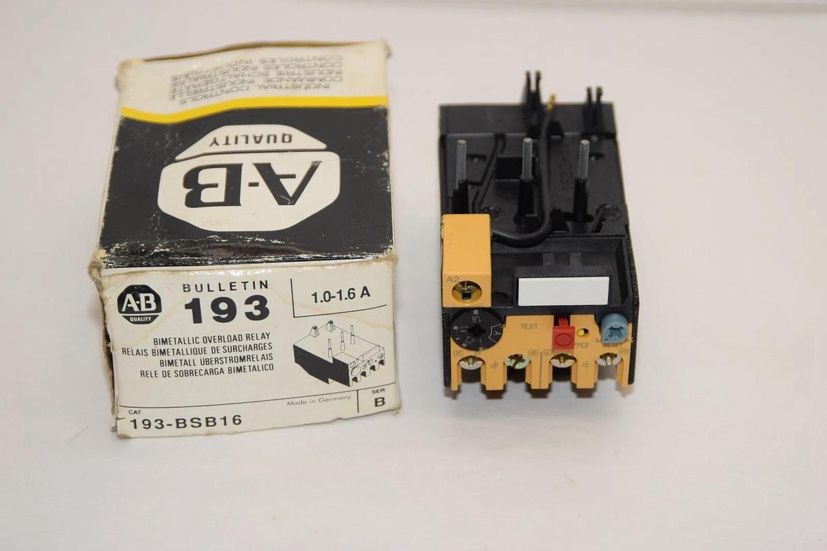 (NEW) ALLEN BRADLEY 193-BSB16 Series B 1.0-1.6A Bimetallic Overload Relay