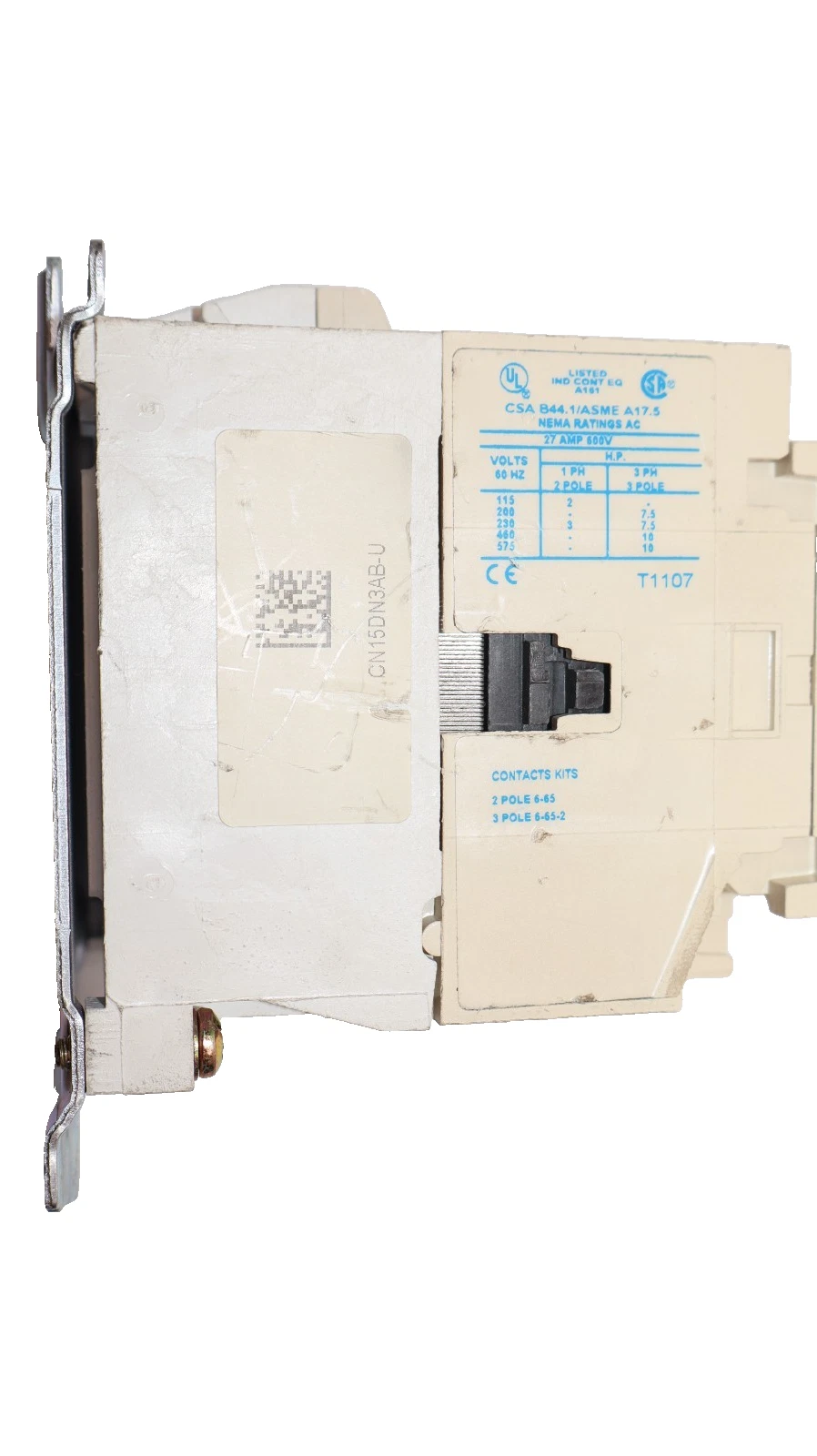 Cutler-Hammer Eaton Contactor CN15DN3 Size Sz 1 600V 27A 120v coil 3P CN15DN3AB