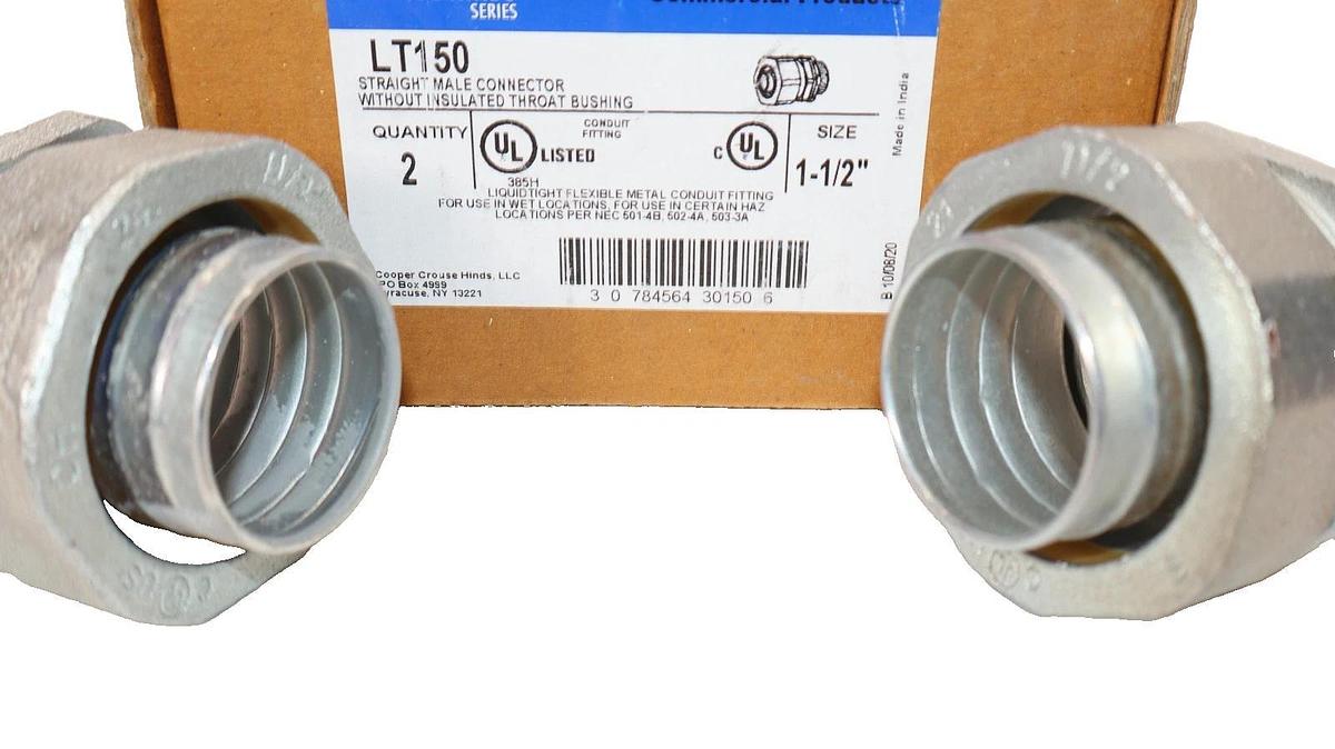 Eaton LT150 1-1/2" Liquidtight Flexible Metal Conduit Fitting (New - Box of 2)