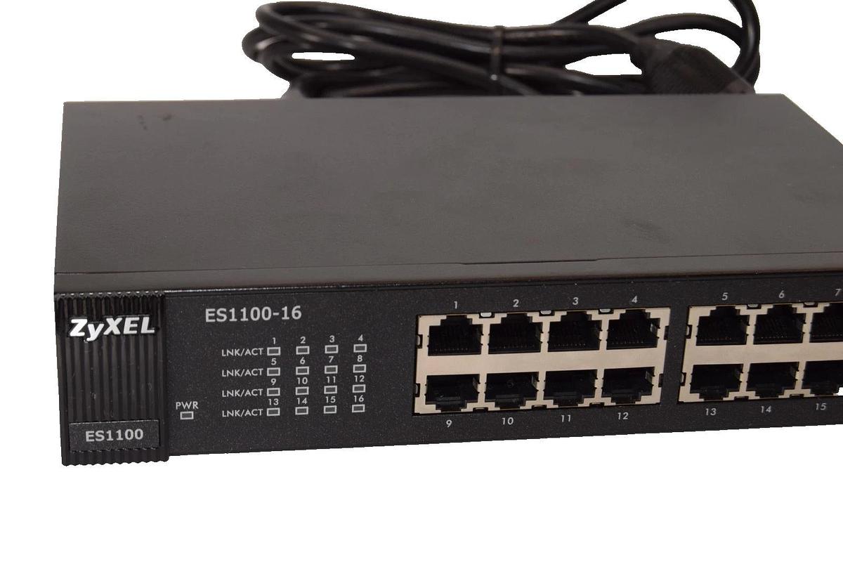 Used ZYXEL ES1100-16 , ES110016 100-240V 50/60Hz 0.5A 16-Port Ethernet Switch