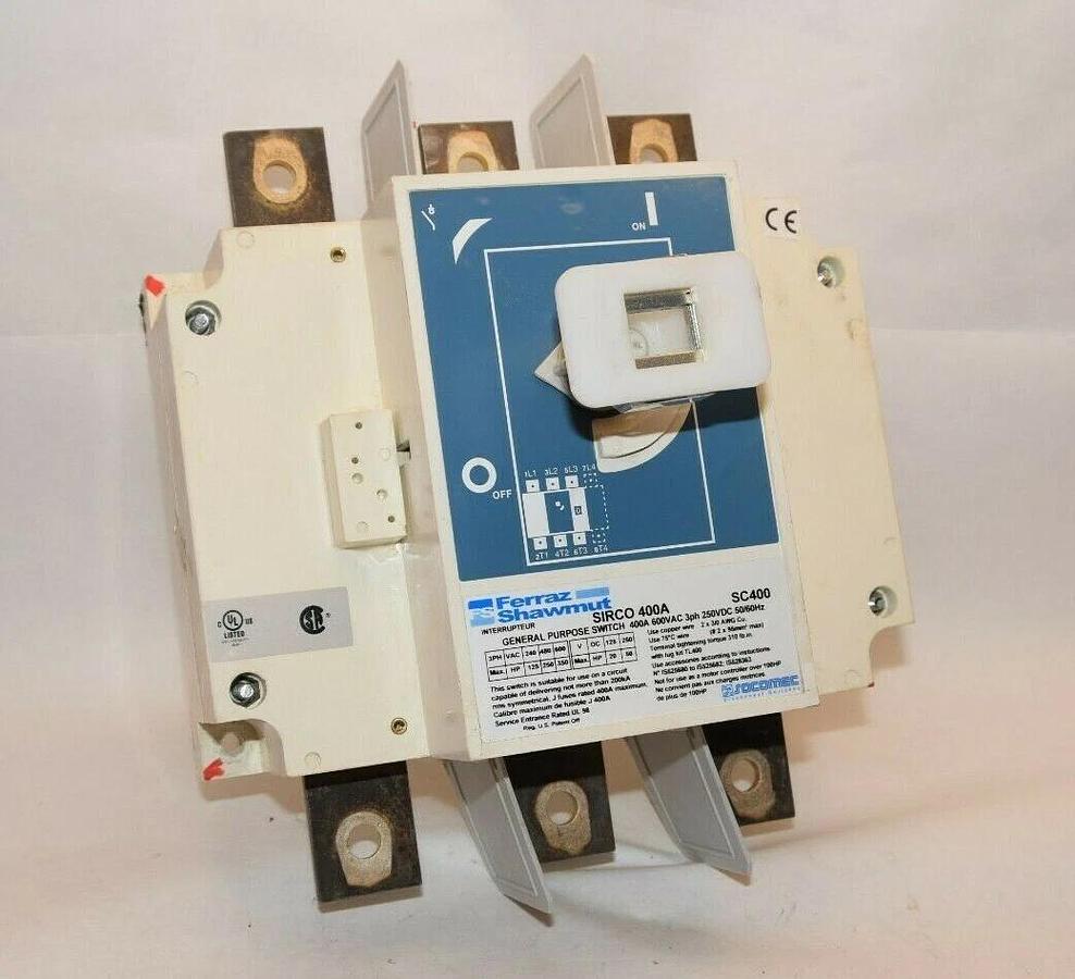 Used FERRAZ SHAWMUT SIRCO 400A SC400 600Vac 3Ph Socomec General Purpose Switch