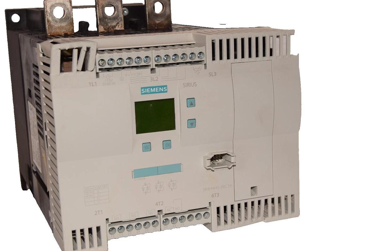 Used Siemens AC Semiconductor Motor Starter 3RW4445-6BC34 SIRIUS 115vac DAMAGED COVER