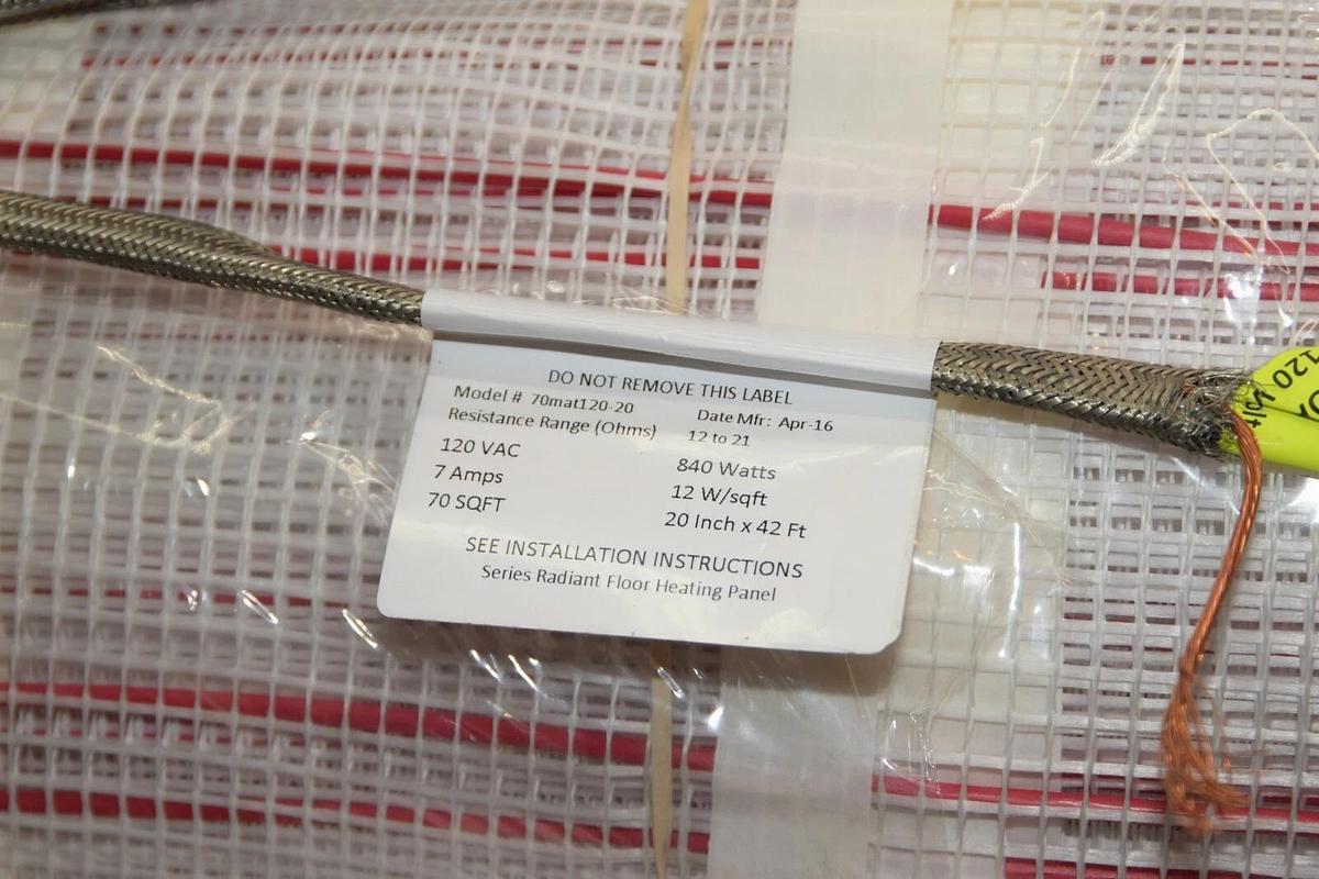 WARMING SYSTEMS (70 sqft) 120v Heated Floor 70MAT120-20  Heating Mat thermostat