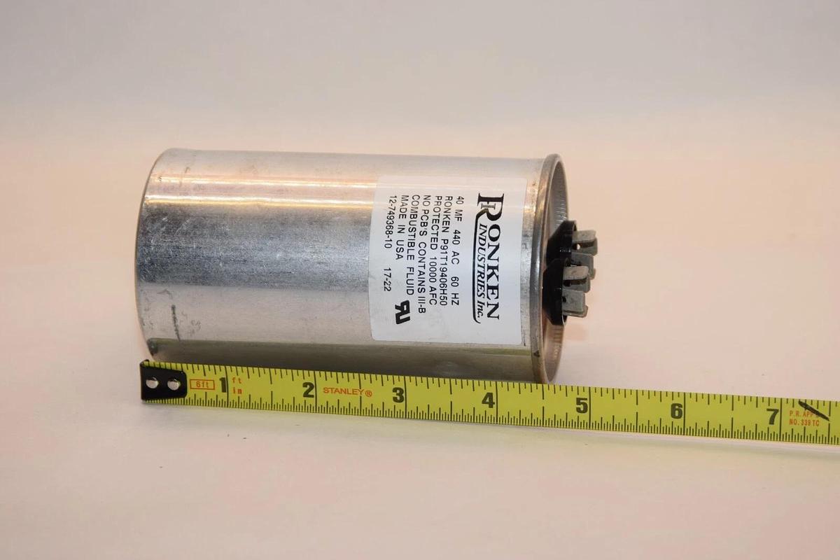 (NEW) RONKEN INDUSTRIES 12-749368-10 P91T19406H50 40mf 40Ac 60Hz Capacitor