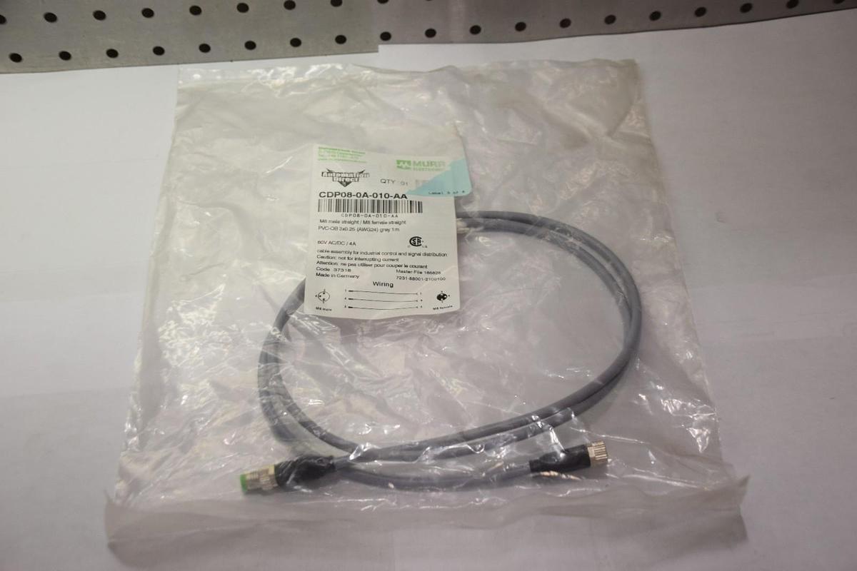 MURR ELECTRONIK CDP08-0A-010-AA M8 FEMALE TO M8 MALE STRAIGHT CONNECTOR NEW