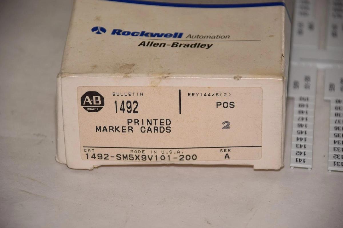ALLEN BRADLEY 1492-SM5X9V101-200 SERIES A  PRINTED MARKER CARDS NEW