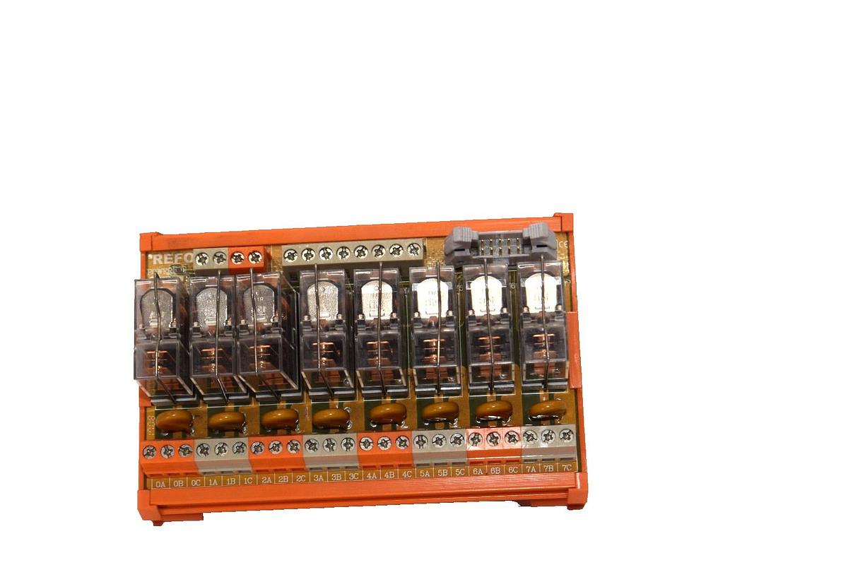 Used REFO RJ-OR08-SP , RJOR08SP 24Vdc 16A 8-Channel Relay Module