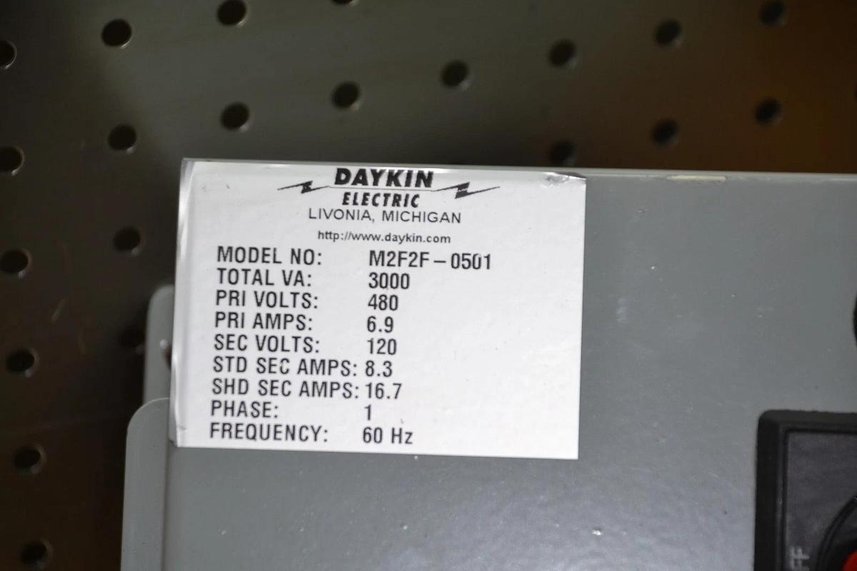 DAYKIN ELECTRIC M2F2F-0501 M2F2F TRANSFORMER DISCONNECT 480v NEW