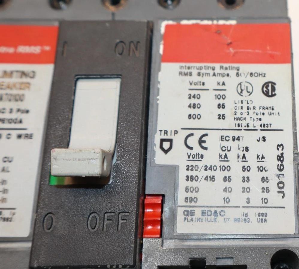 Used GE 100A 100 Amp Spectra Circuit Breaker 600V 3-Pole SELA36AT0100 W/O Plug