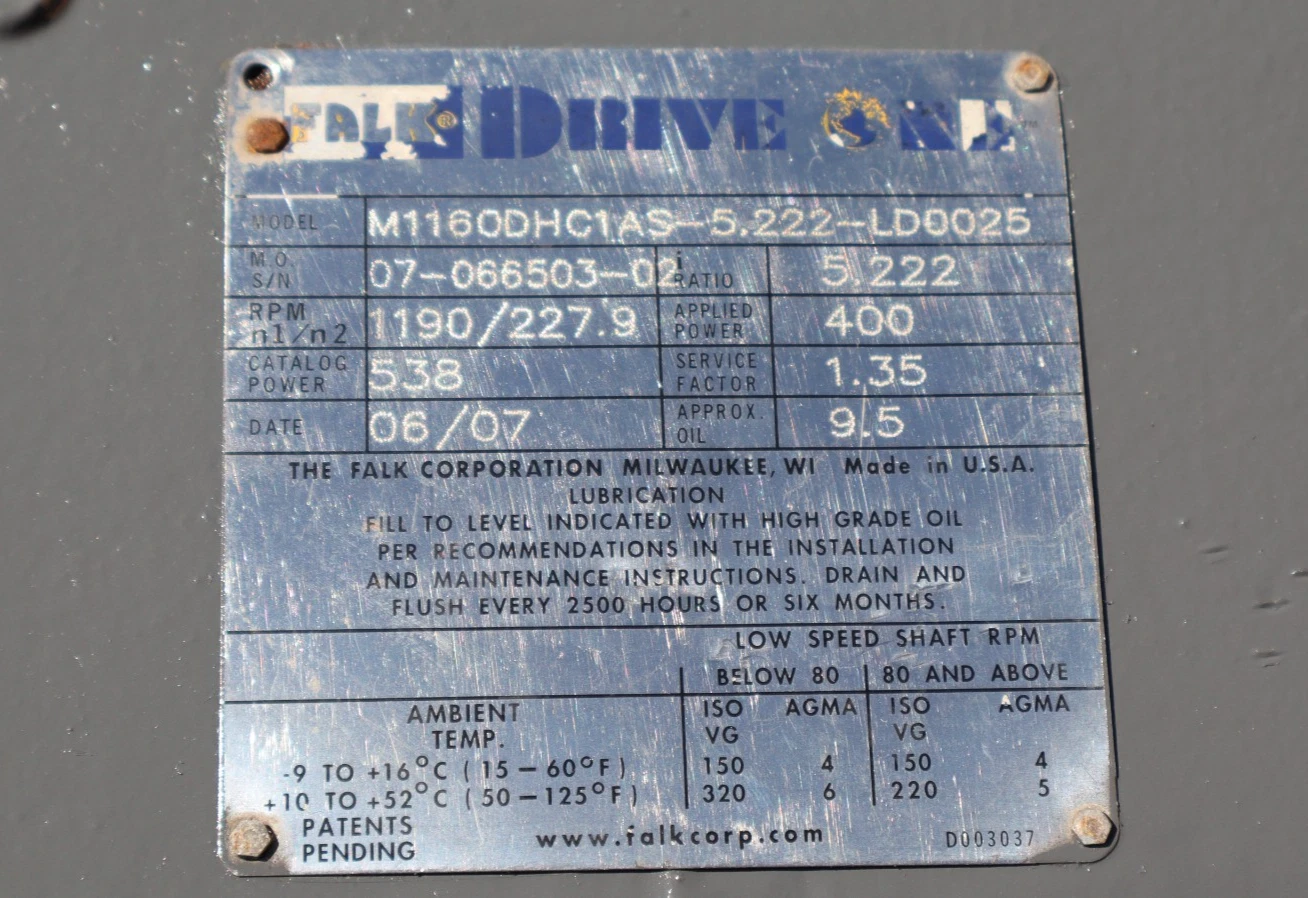 FALK Gear Drive Speed Reducer Gearbox M1160DHC1AS-5.222-LD0025 Ratio 5.222:1.35