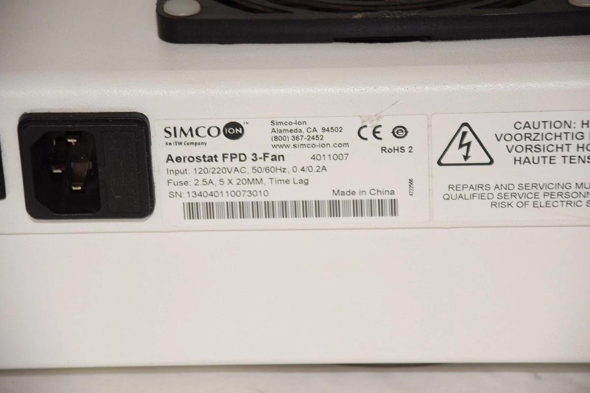 Used SIMCO ION 4011007 120/220v Aerostat FPD 3-Fan Ionizing Air Blower *READ*