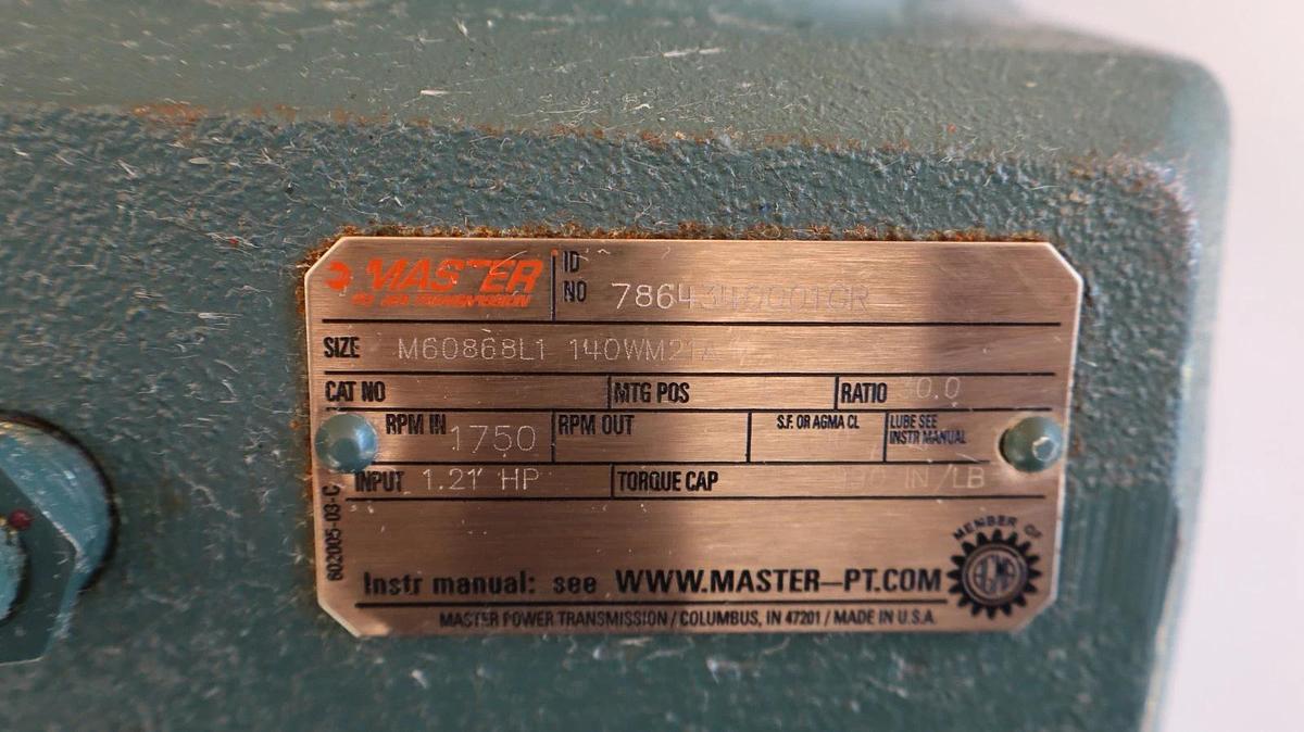 Master Power Transmission GearBox Speed Reducer 7864340001GR M60868L1 Rat 30 NEW