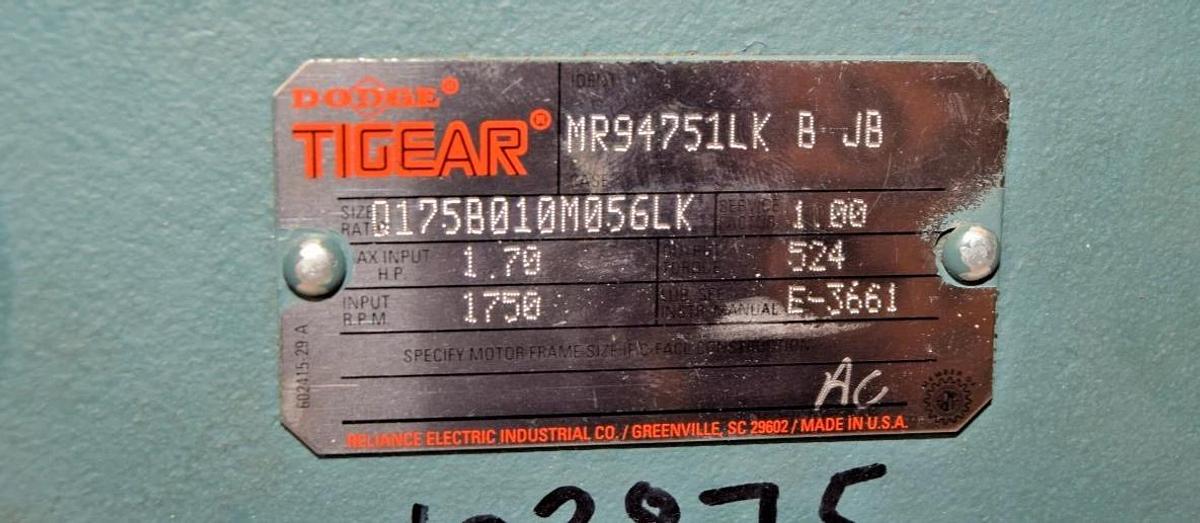 Used Dodge Tigear Gearbox Speed Reducer 10:1 MR94751LK B JB Q175B010M056LK