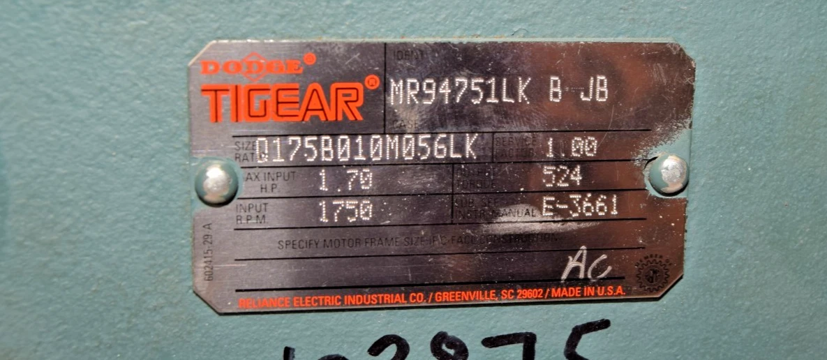 Used Dodge Tigear Gearbox Speed Reducer 10:1 MR94751LK B JB Q175B010M056LK
