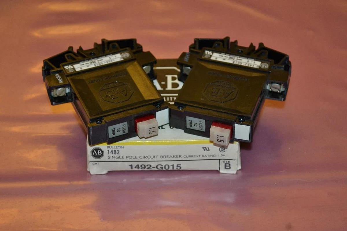 (2) Allen Bradley Breaker 1492-G015 B 1492G015 1.5AMP 1.5AMP 1.5A 1.5 A   NEW