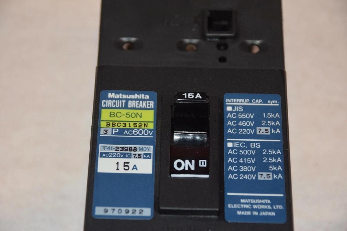 Used Matsushita 15 amp Circuit Breaker BC-50N BBC3152N 3 pole 15A 15 A