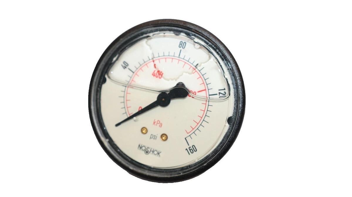 (NEW) NOSHOK 25-910-160 psi/kpa 1/4" NPT Back Connection 0-160psi Gauge