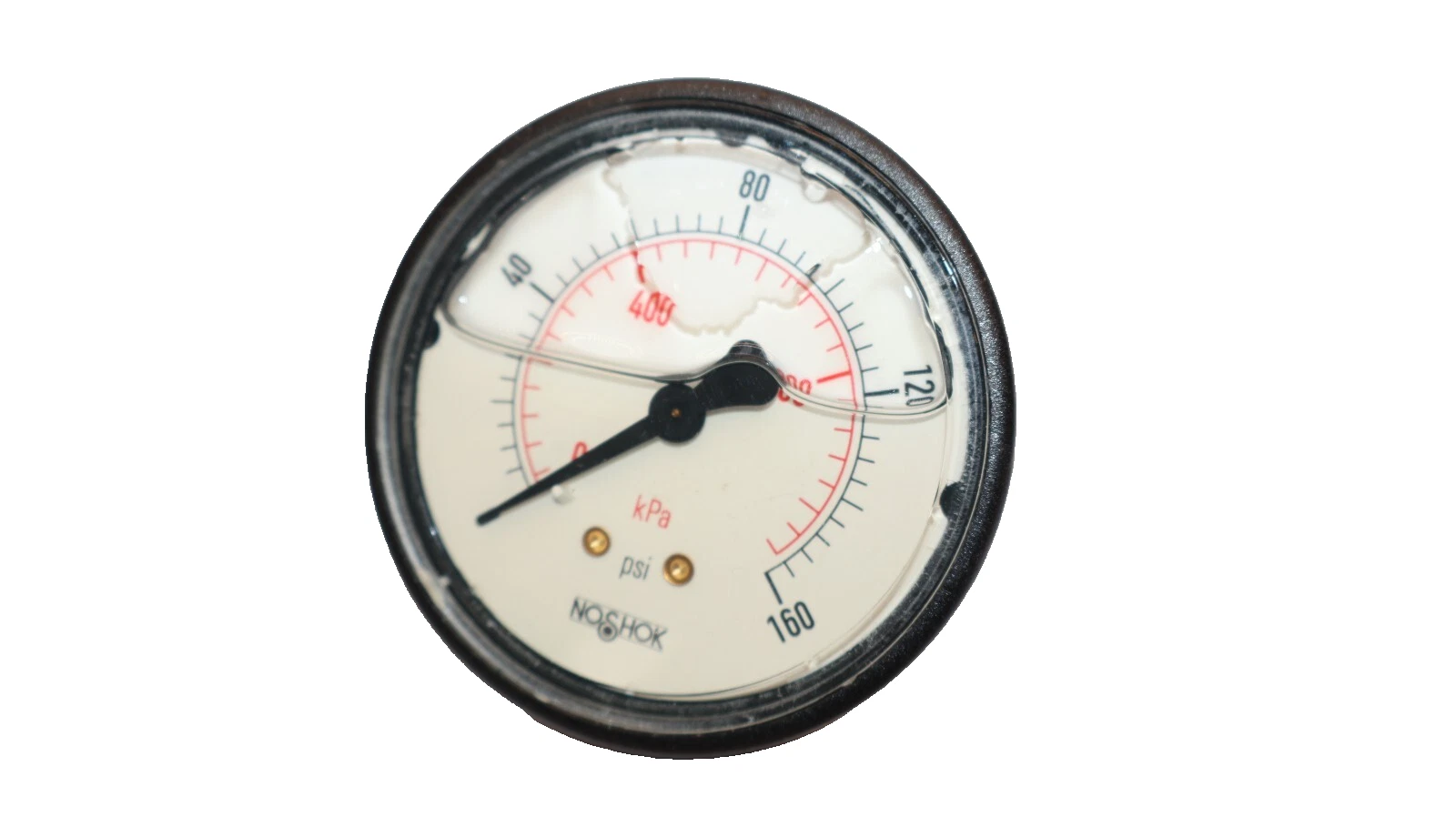 (NEW) NOSHOK 25-910-160 psi/kpa 1/4" NPT Back Connection 0-160psi Gauge