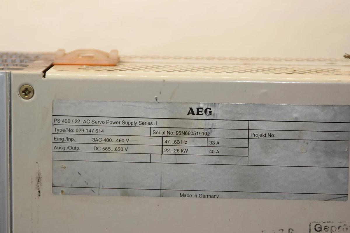 Used AEG PS400/22/029.147 614 Servo Power Supply  PS 400/22 029.147 614