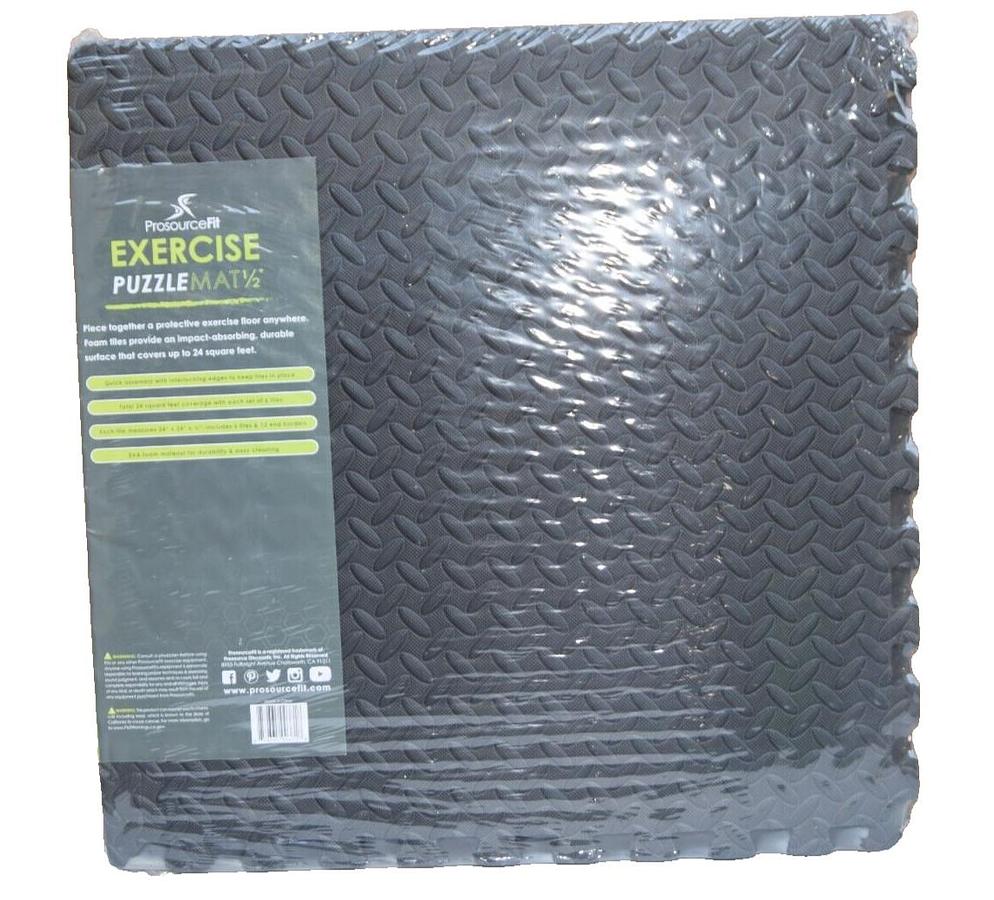 PROSOURCEFIT 24" x 24" Exercise Puzzle Mat 1/2" (6)  Interlocking tiles 24sq ft