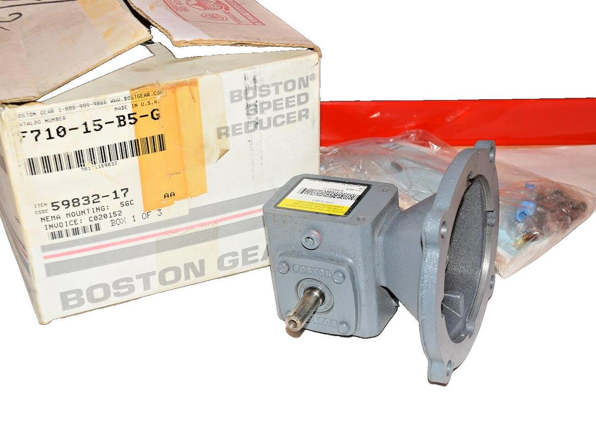 BOSTON GEAR F710-15-B5-G F71015B5G 15:1 .28HP  RATIO GEAR SPEED REDUCER (New)