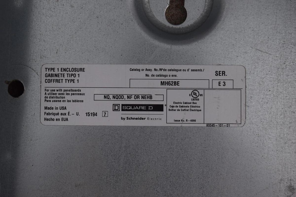 Used Square D Schneider Electric Cabinet Box Enclosure MH62BE E3 400A Main *No cover