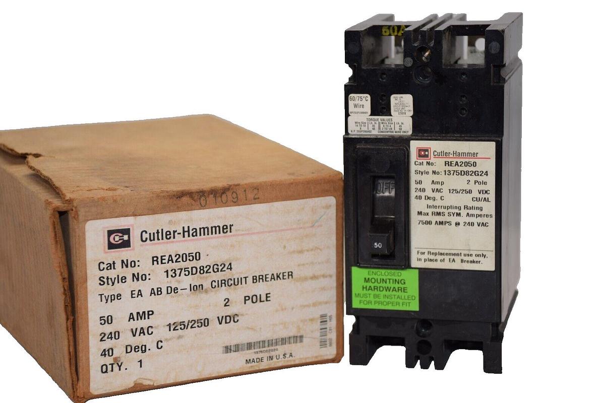 (NEW) CUTLER HAMMER REA2050 50A 2 Pole 240Vac Circuit Breaker