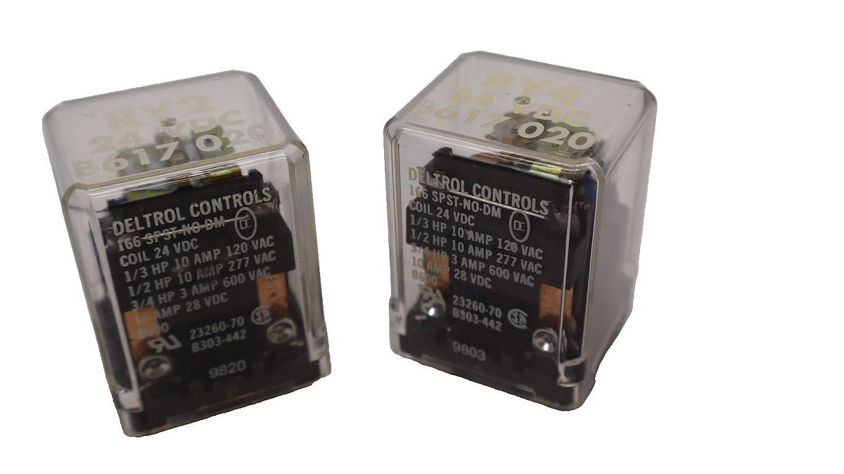 Used (Lot of 2) DELTROL CONTROLS 166 SPST-NO-DM , 166SPSTNODM 24Vdc Coil Relay