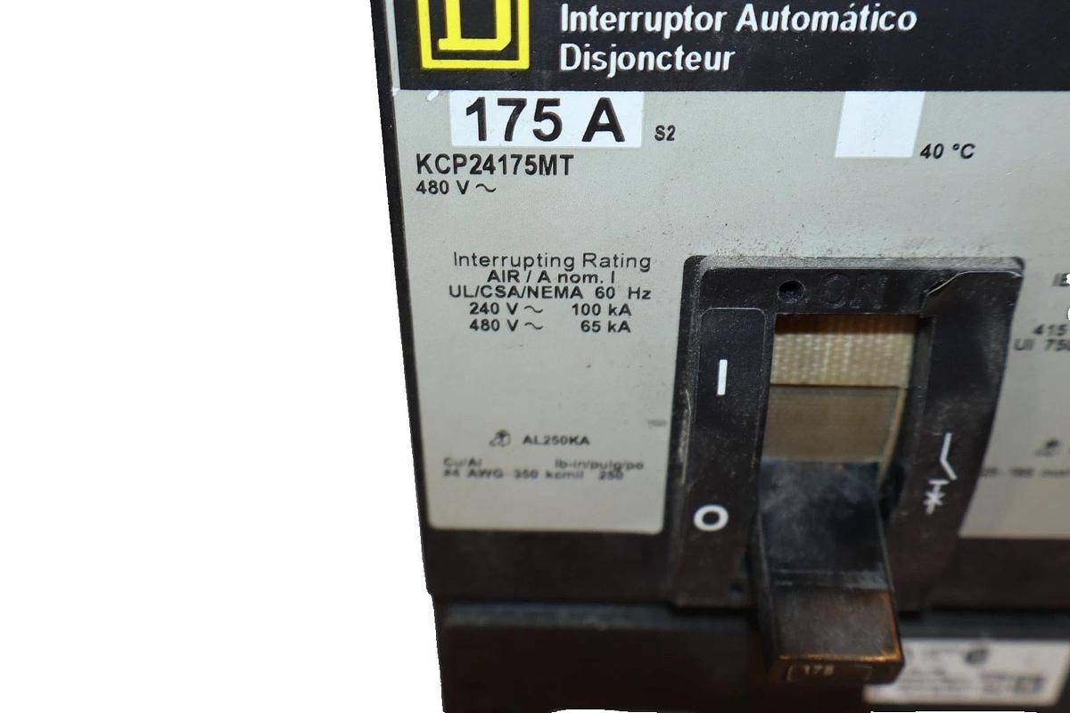 Used Square D 175A 175 Amp Circuit Breaker KCP24175MT 480V