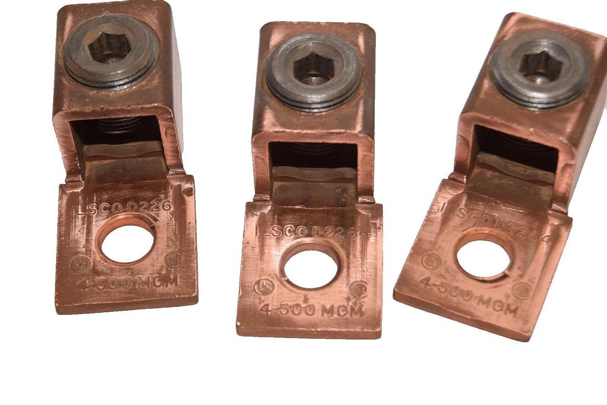 Used Ilsco D2264 4-500MCM Solid Copper Lugs (Lot of 5)