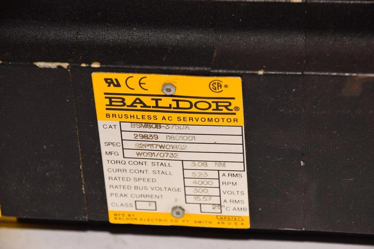 Used BALDOR BSM80B-375DA 4000rpm 300V Class F AC Servo Motor