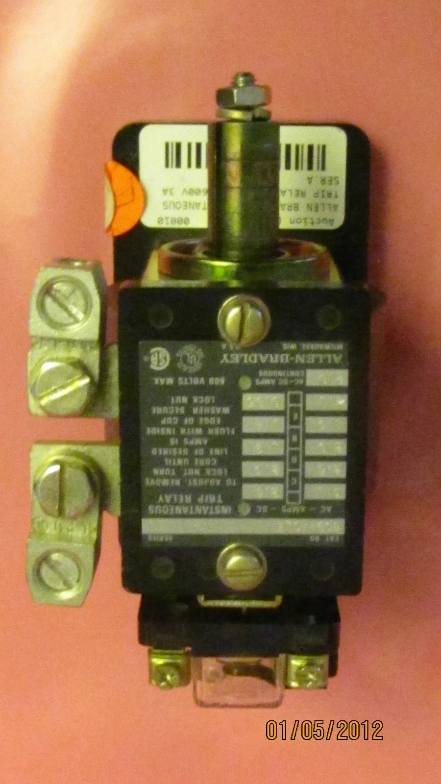 Used ALLEN BRADLEY TRIP RELAY 809-A01E 809 A01E 809A01E SER.A 600V 600 V 2A 2 A 2AMP
