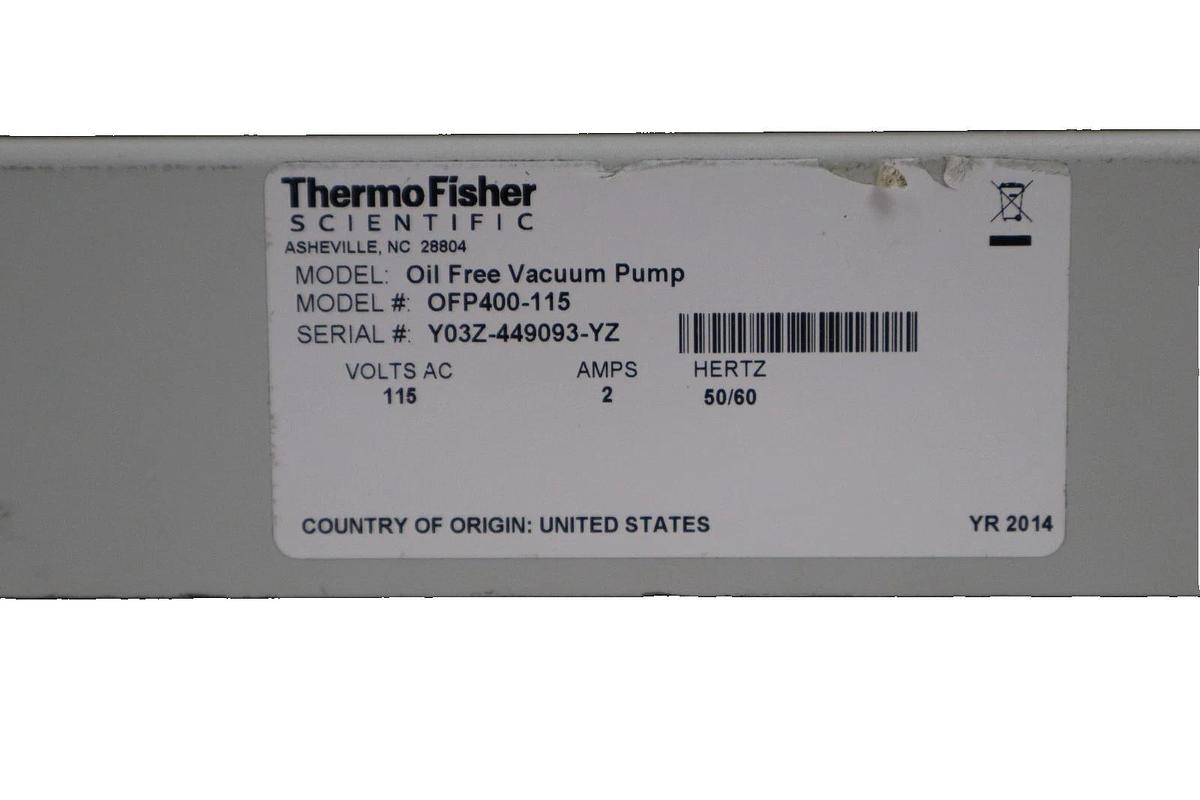Thermo Fisher Scientific Oil Free Vacuum Pump OFP400-115 115VAC 2A OFP400 (NEW)