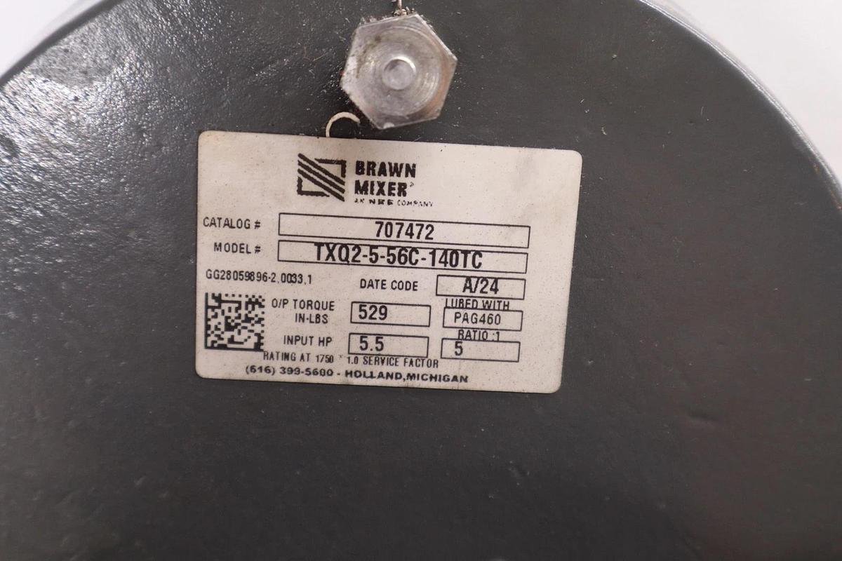 Brawn Mixer Gear Box 707472 TXQ2-5-56C-140TC TXQ2556C 5:1 5.5hp *NEW Takeout*