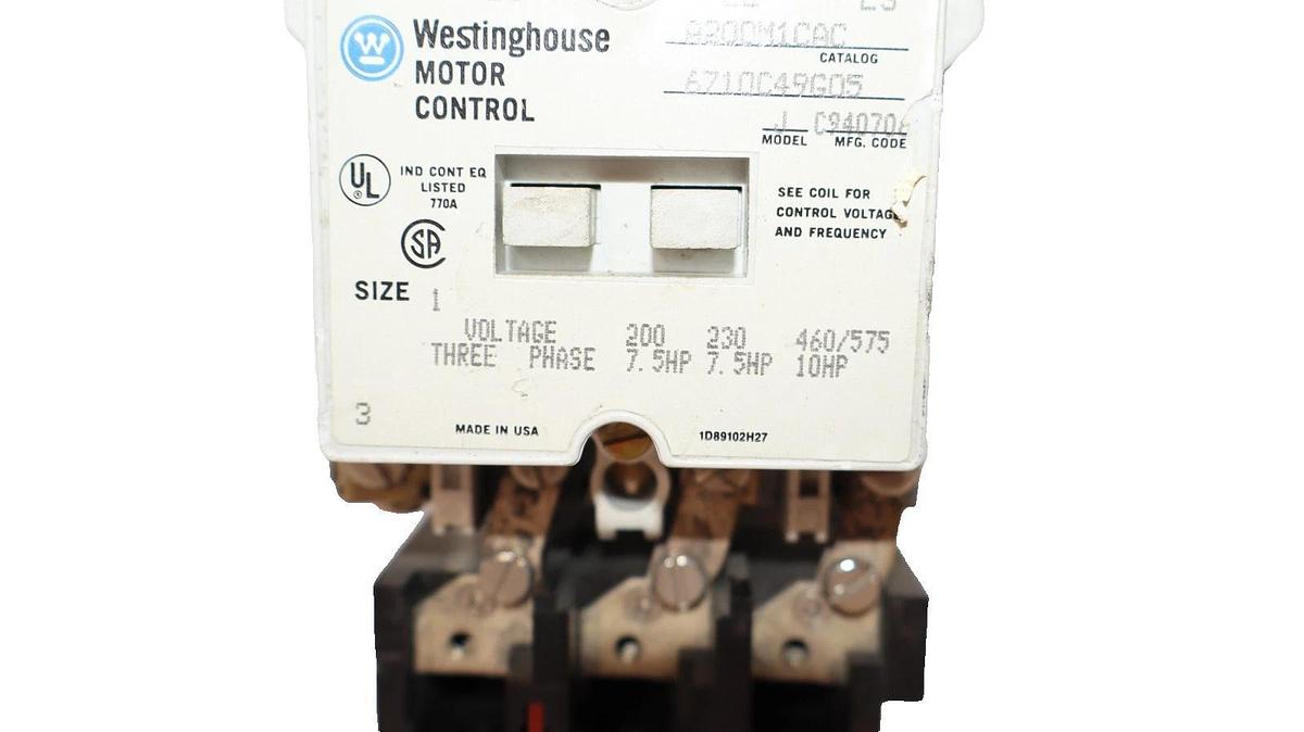 Used Westinghouse Motor Control Starter Size Sz 1 A200M1CAC 110/120V Coil *No Heater*