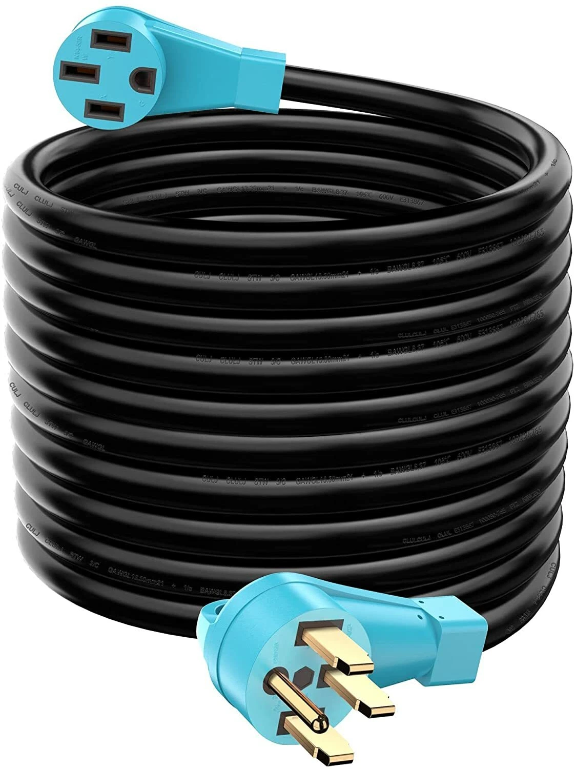 Used (New) CircleCord UL Listed 50 Amp 50 Feet RV EV Extension Cord, 50 ft, Blue 50