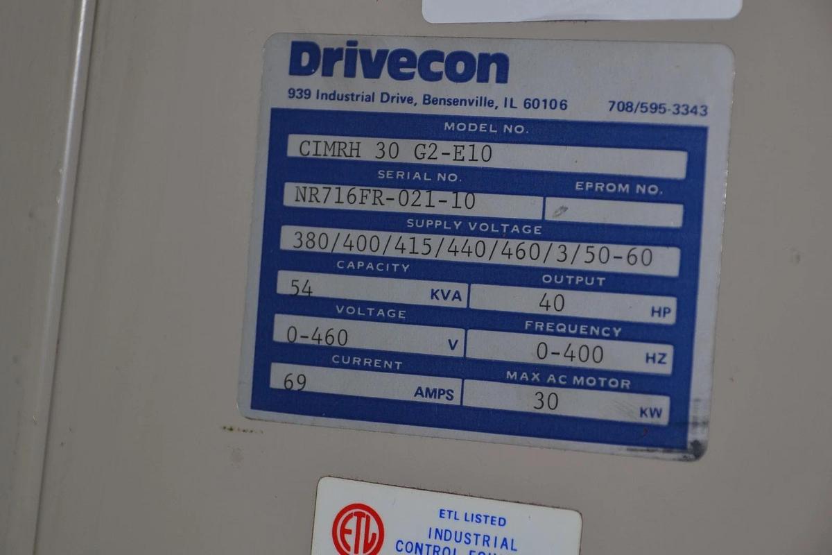 Used DRIVECON CIMRH 30 G2-E10 CIMRH30 G2-E10 40 HP 54 KVA 480V