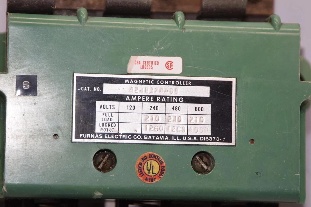 Used FURNAS 42JB32AAD8 Motor Starter 600V Coil With D71628-31 Dual Voltage Coil