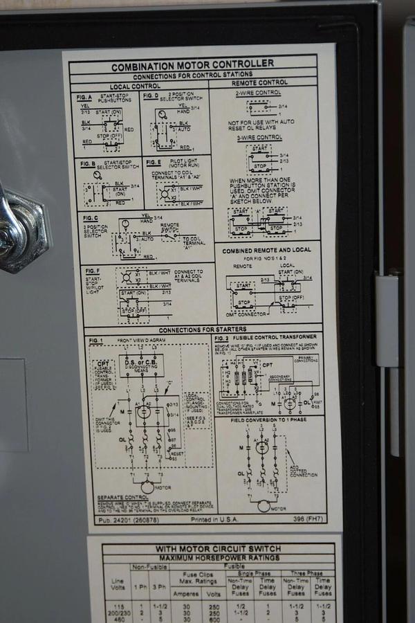 (NEW) CUTLER HAMMER ECN1608ABB Ser A1 Combination Motor Controller Starter